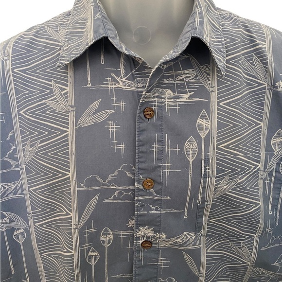 QUIKSILVER Hawaiian Themed Aloha Sort Sleeve Collared Shirt Men L Large - Picture 2 of 7